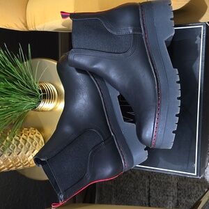 MIA black and red leather platform boots